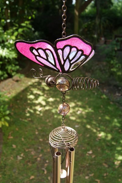 Carillon éolien avec papillon rose - Carillons Eoliens