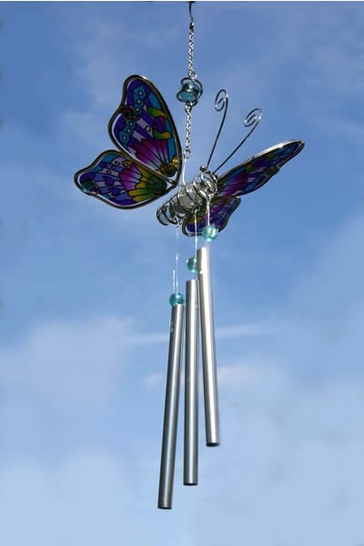 Carillon éolien avec un papillon multicolore - Carillons Eoliens