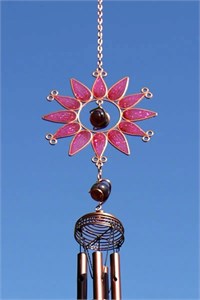 Carillon &#233;olien avec petit tournesol rose