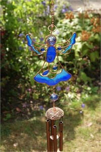Carillon &#233;olien avec ange bleue
