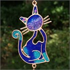 Carillon &#233;olien avec un chat bleu